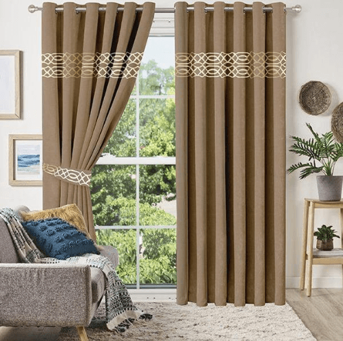 2 Pc's Luxury Velvet Embroidered Curtains featuring intricate embroidery on soft velvet fabric, adding elegance and sophistication to any room. Perfect for enhancing your windows with a luxurious look and feel."
