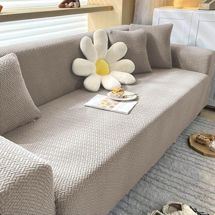 Premium Striped Jacquard Sofa Covers featuring elegant striped patterns, crafted from durable, stretchable fabric for a smooth, wrinkle-free fit, providing both style and protection for your sofa.