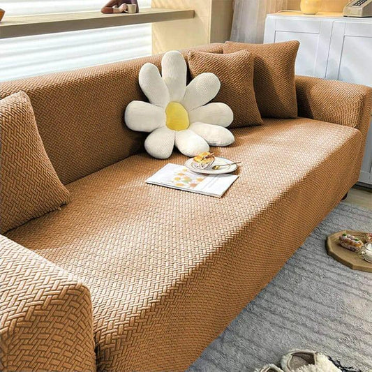 Premium Striped Jacquard Sofa Covers featuring elegant striped patterns, crafted from durable, stretchable fabric for a smooth, wrinkle-free fit, providing both style and protection for your sofa.
